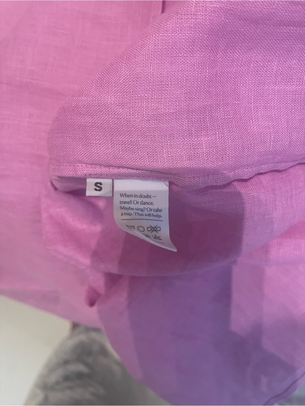 Sleeper Atlanta Smocked Midi Dress Pink Lilac 100% Linen Dress - Picture 5 of 5